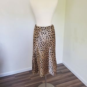 Silk Animal Print Midi Skirt Size XL
